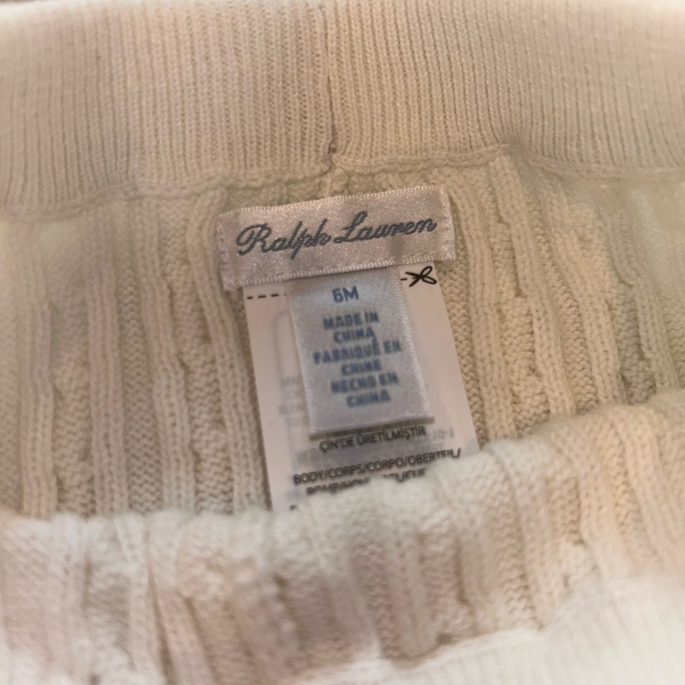 RALPH LAUREN Baby Girl Mini-Cable Cotton Sweater & Pant Set- Cream/ Size 6M - Picture 4 of 8